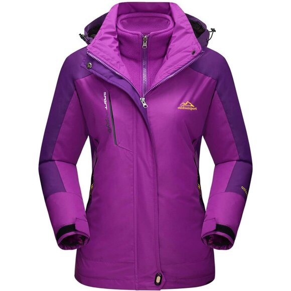 Women's Dark Purple Winter Winter Snow Ski Jacket Coats Waterproof Fleece Lined